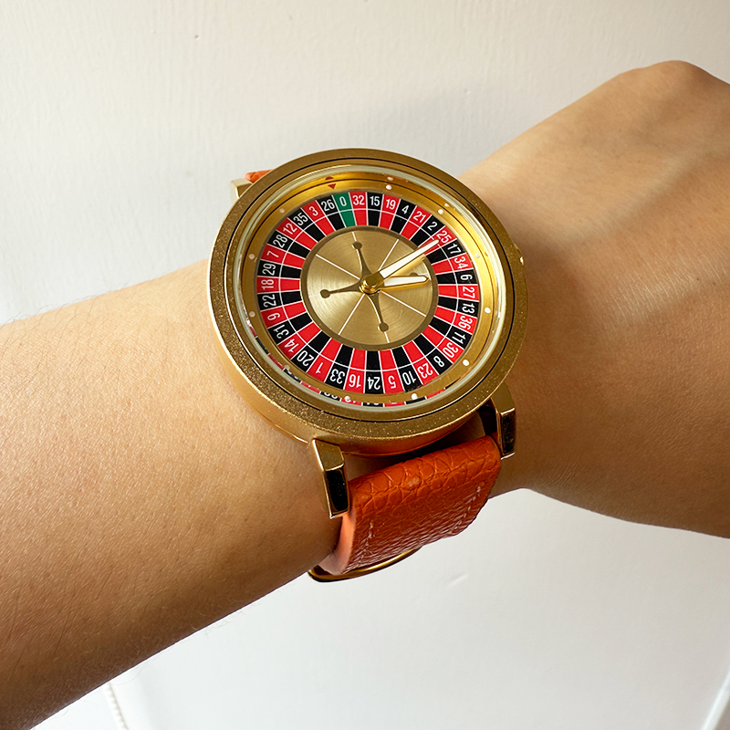 Leather Watch Band Men - Jam Tangan Roulette Berputar untuk Pria,