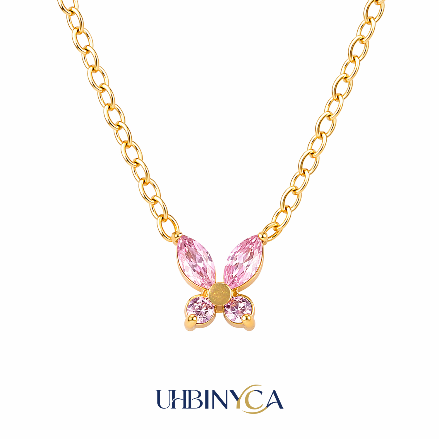 Butterfly Clasp Deployant - Kalung Liontin Kupu-kupu Zirkonia Berkilau Bahan