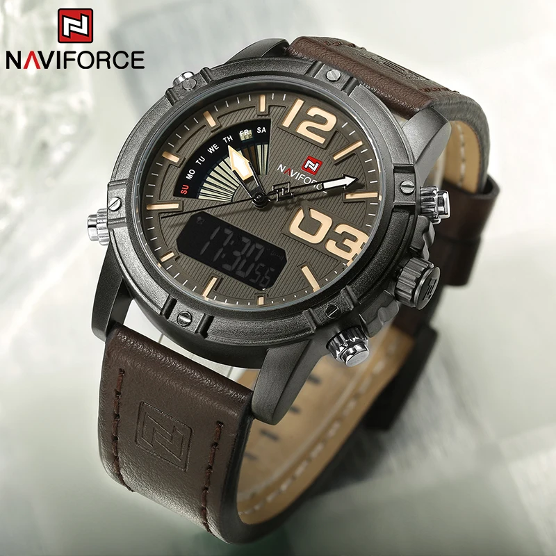 Leather Watch Band Men - NAVIFORCE Jam Tangan Pria Bermerek Teratas
