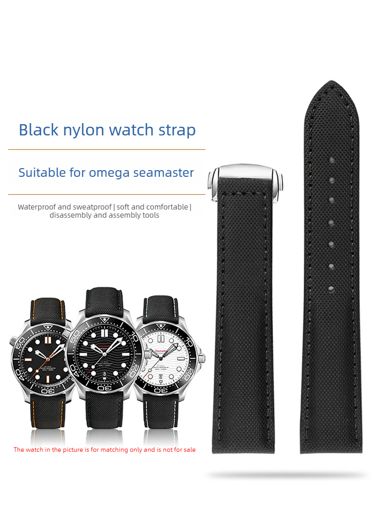 Omega Watch Speedmaster - Tali Jam Tangan Nilon Hitam untuk