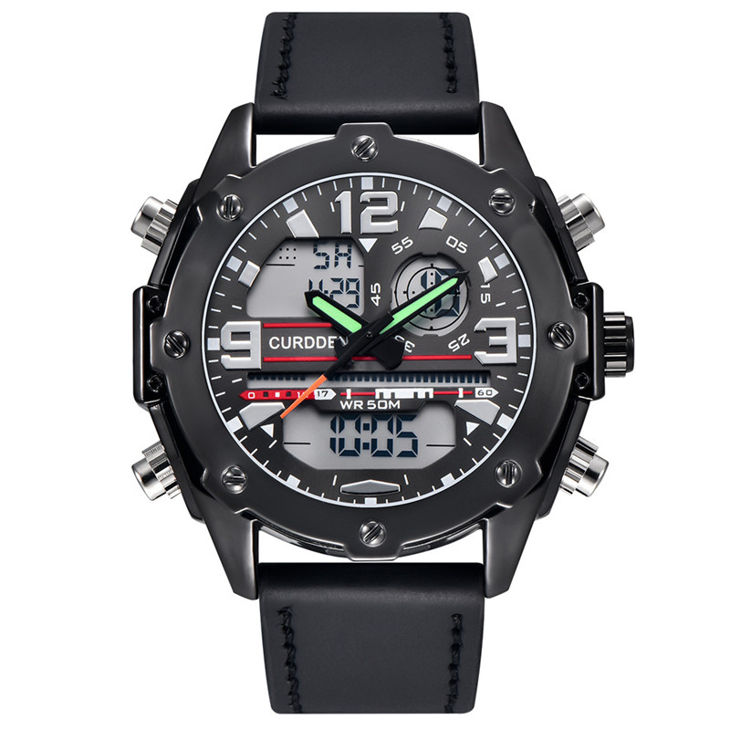 Leather Watch Band Men - Jam tangan kronograf pria, jam tangan