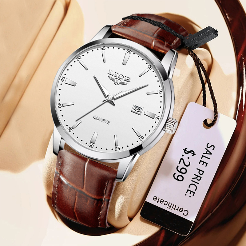 LIGE Jam Tangan Pria Jam Tanga - Leather Watch Band Men ulasan dan harga