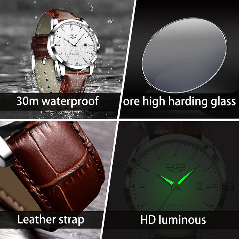 LIGE Jam Tangan Pria Jam Tanga - Leather Watch Band Men ulasan dan harga