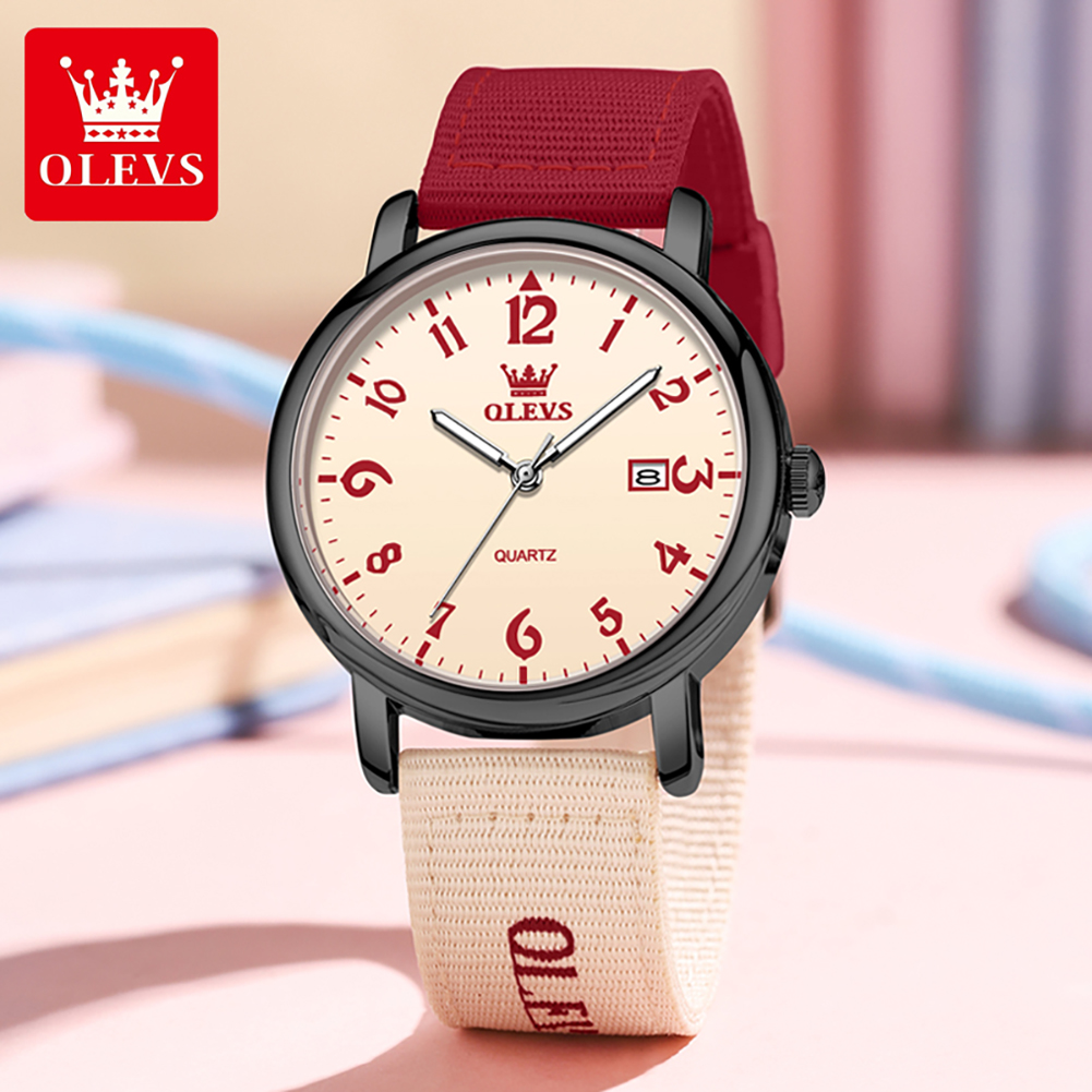 OLEVS Jam Tangan Kuarsa Modis  - Canvas Strap Watch ulasan dan harga