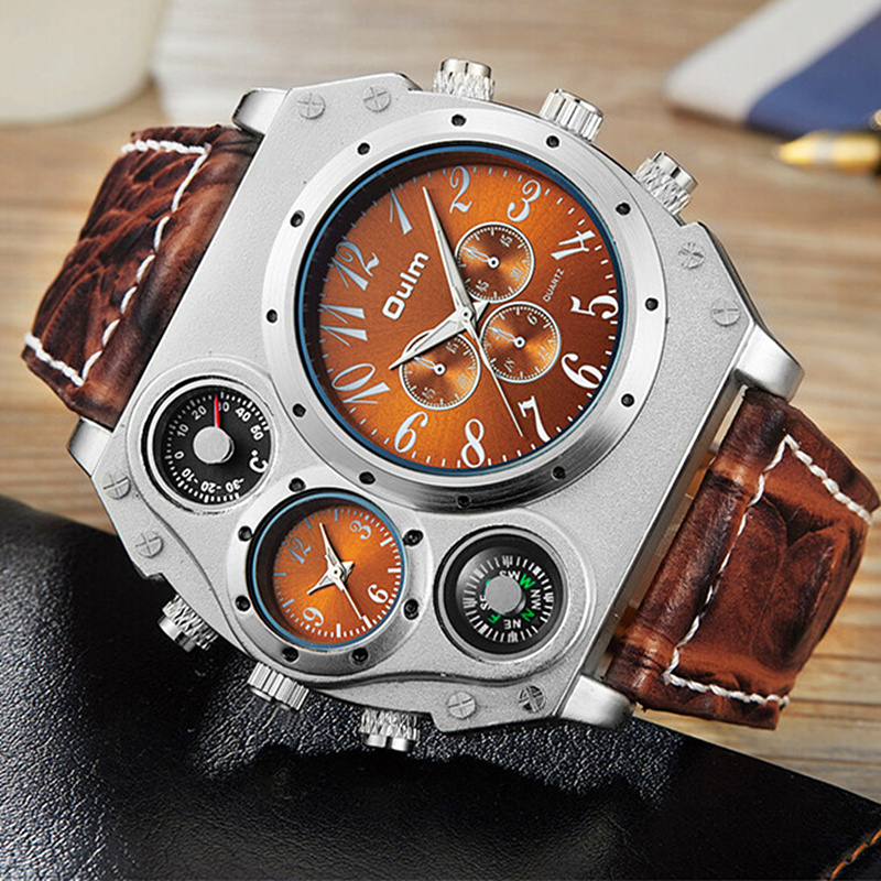 Model Baru OULM Jam Tangan Kua - Leather Watch Band Men ulasan dan harga