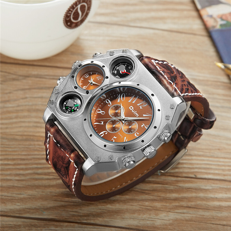 Model Baru OULM Jam Tangan Kua - Leather Watch Band Men ulasan dan harga
