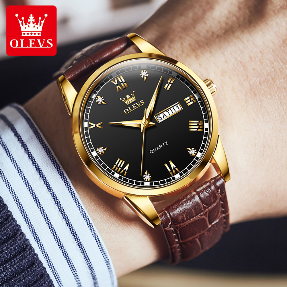 OLEVS 6896 Jam Tangan Kuarsa P - Leather Watch Band Men ulasan dan harga