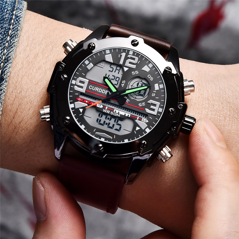 Jam tangan kronograf pria, jam - Leather Watch Band Men ulasan dan harga