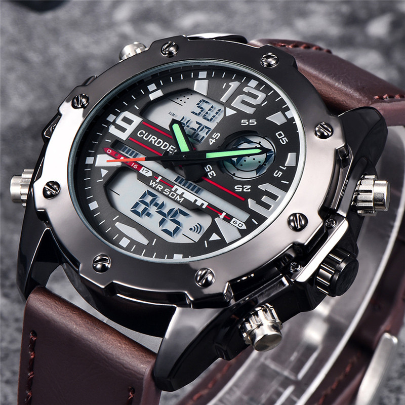 Jam tangan kronograf pria, jam - Leather Watch Band Men ulasan dan harga
