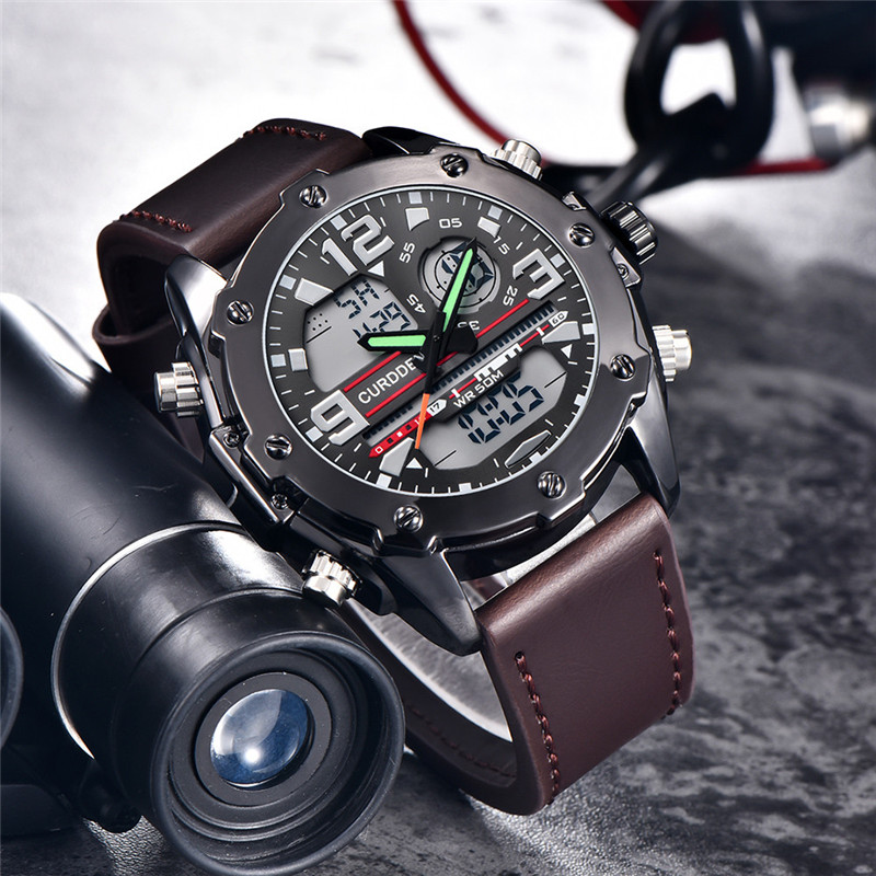 Jam tangan kronograf pria, jam - Leather Watch Band Men ulasan dan harga