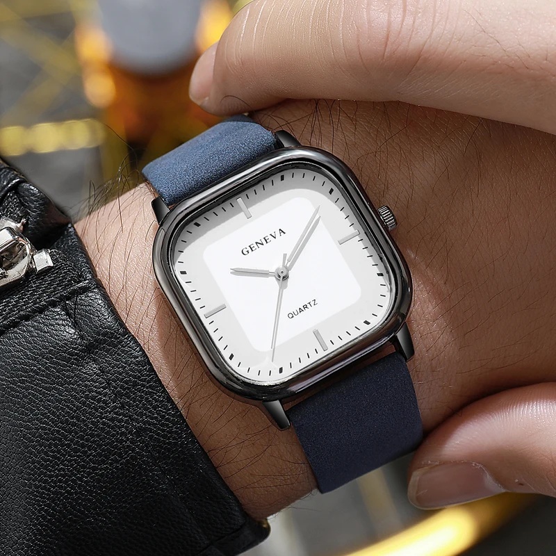 Jam Tangan Pria Dial Persegi K - Leather Watch Band Men ulasan dan harga