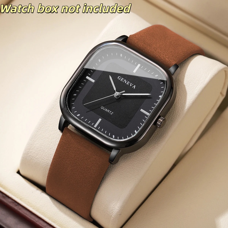 Jam Tangan Pria Dial Persegi K - Leather Watch Band Men ulasan dan harga
