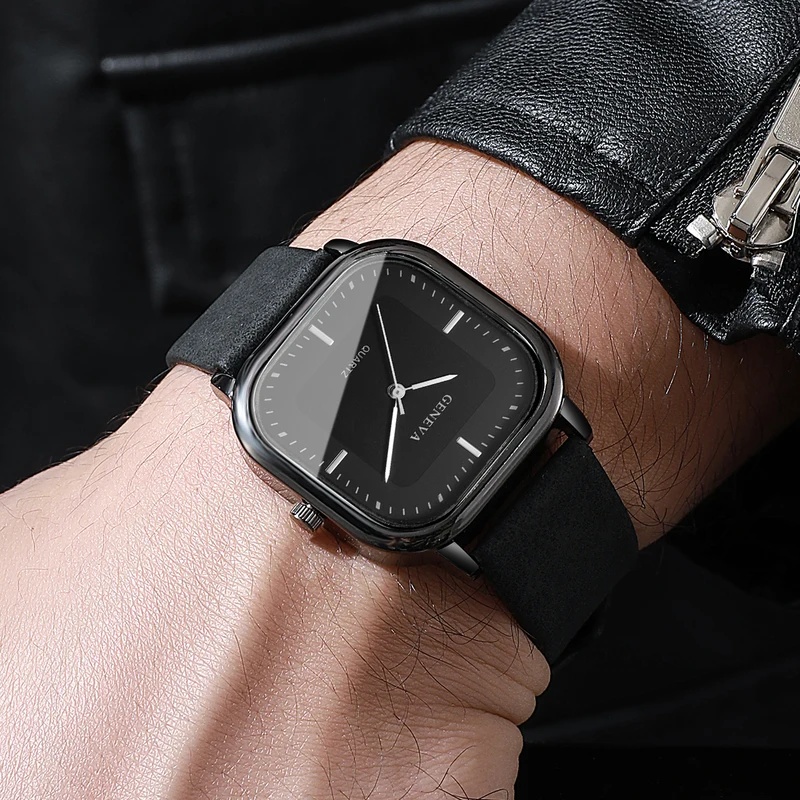 Jam Tangan Pria Dial Persegi K - Leather Watch Band Men ulasan dan harga